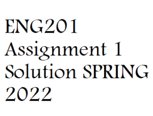 ENG201 Assignment 1 Solution SPRING 2022