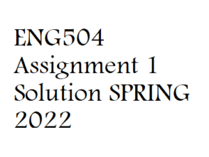 ENG504 Assignment 1 Solution SPRING 2022